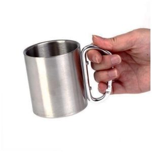 Gelas Camping Bisa Digantung Gelas Carabiner Stainless Steel 220 ml Mug Outdoor